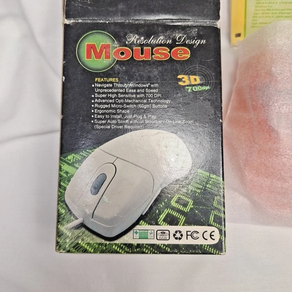 Vintage Orange Transparent Mouse New in Box NOS Y2K HM-303P 700 DPI Scroll PS/2